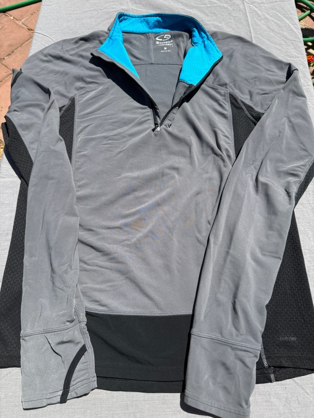 Champion Gray & Teal Quarter-Zip Athletic Pullover